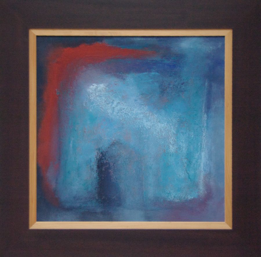 Elke Hoffmann: 4) Shelter (60 x 60, Strukturpaste, Pigmente auf kaschierter Pappe)