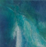 Elke Hoffmann: 15) Regen Raga (60 x 60, Strukturpaste, Pigmente auf Leinwand)